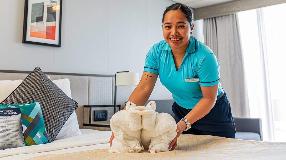 Inside the secret art of hotel towel twisting: Artist reveals how she makes fluffy crocodiles, frogs, dogs and tiny bunnies for guests
